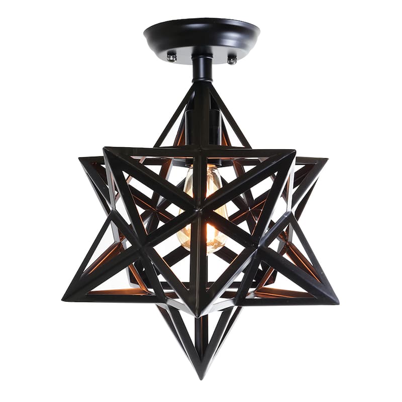 Warehouse of Tiffany Darkstar Antique Bronze 1-light Edison Geometric Ceiling Lamp with Bulb