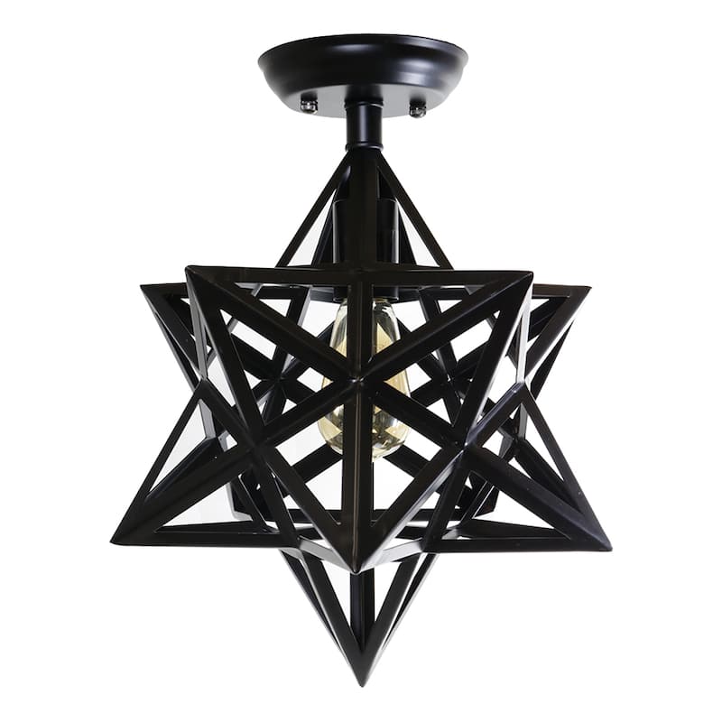 Warehouse of Tiffany Darkstar Antique Bronze 1-light Edison Geometric Ceiling Lamp with Bulb