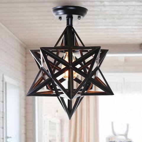 Warehouse of Tiffany Darkstar Antique Bronze 1-light Edison Geometric Ceiling Lamp with Bulb