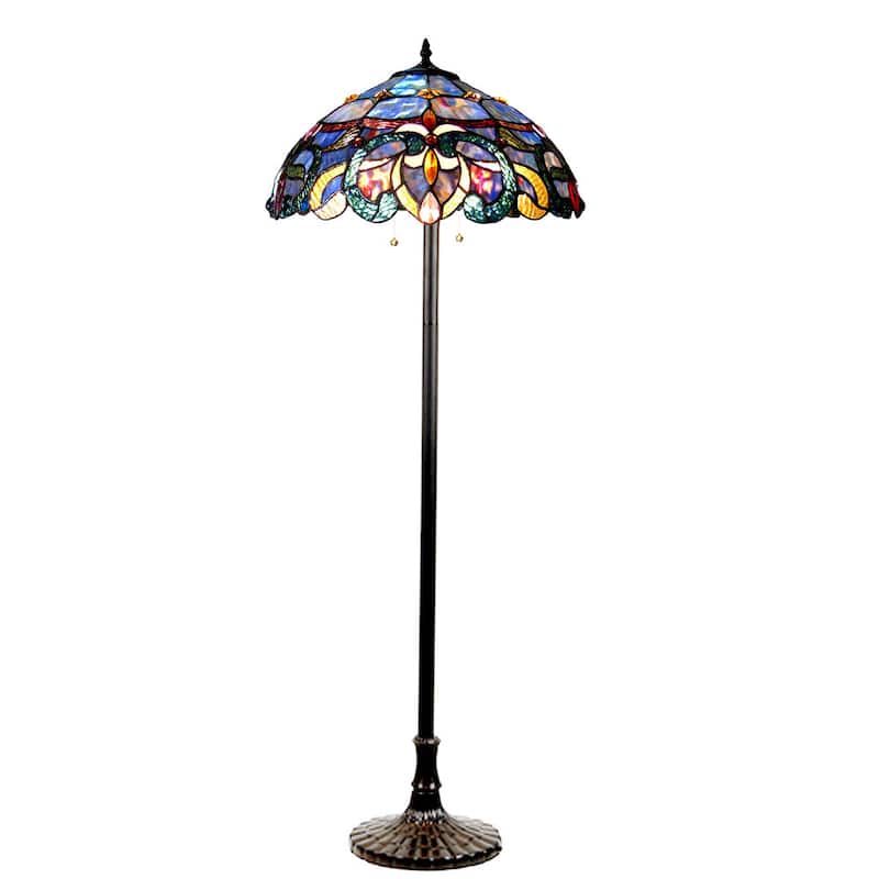 Nora Tiffany Style Floral Design 2-light Dark Antique Bronze Floor Lamp