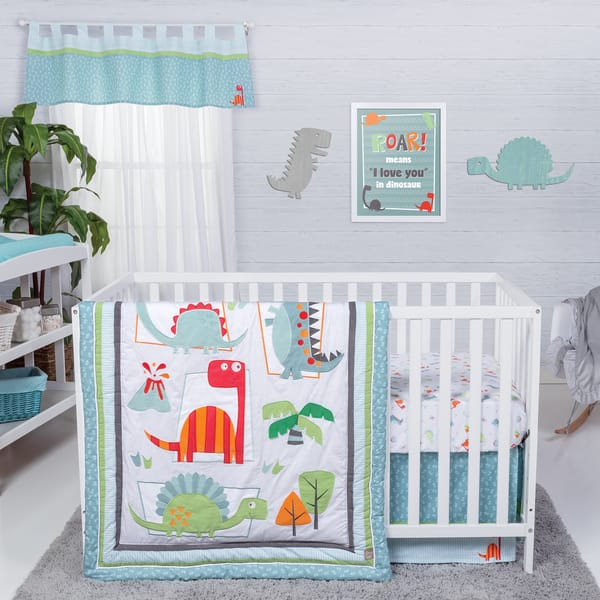 slide 2 of 3, Trend Lab Dinosaur Roar 3-piece Crib Bedding Set