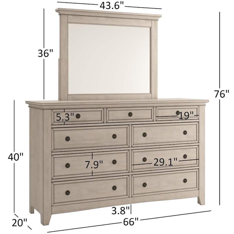 Ediline 9-Drawer Wood Modular Storage Dresser and Mirror by iNSPIRE Q Classic
