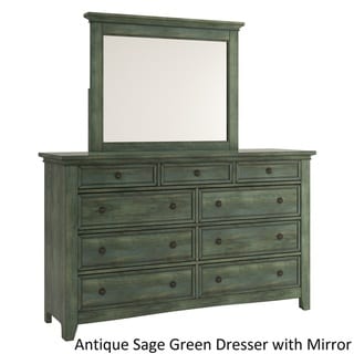 Copper Grove  Virrat 9-drawer Wood Modular Storage Dresser and Mirror (Antique Sage Green Dresser WITH Mirror)