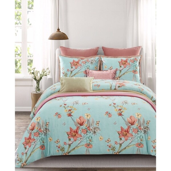 Lavish Night Sea Mist 7-piece Cotton Duvet Set