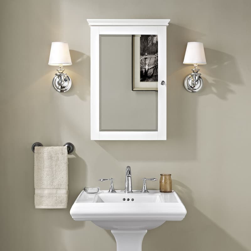Crosley Lydia Mirrored Wall Cabinet in White