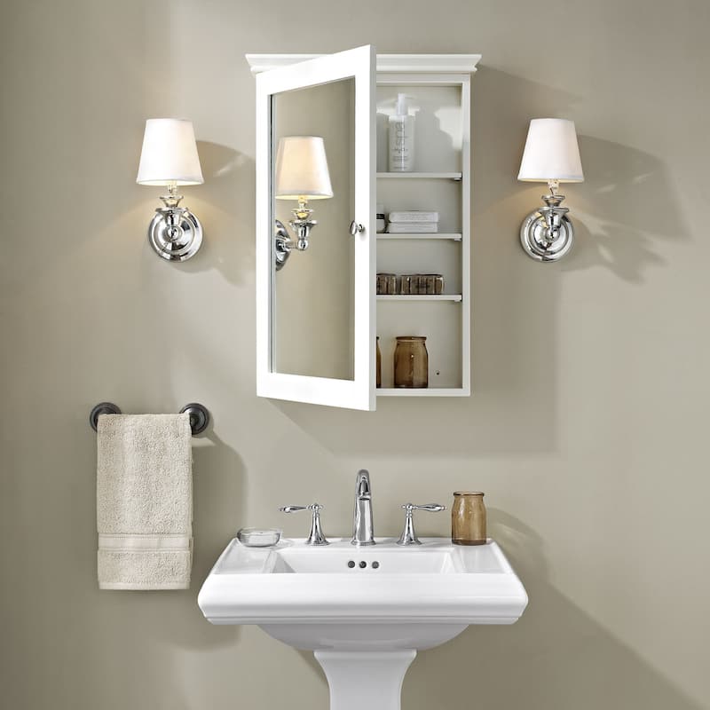 Crosley Lydia Mirrored Wall Cabinet in White