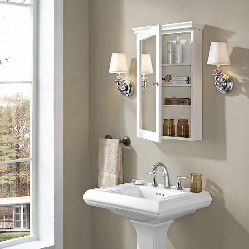 Crosley Lydia Mirrored Wall Cabinet in White