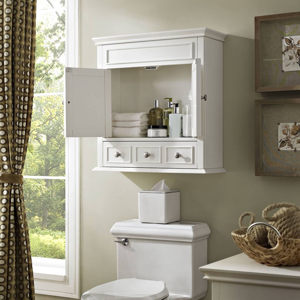 Crosley Lydia White Finish Wood Wall Cabinet