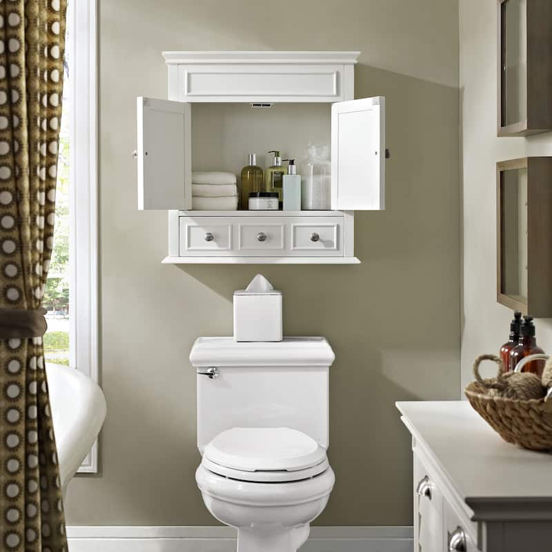 Crosley Lydia White Finish Wood Wall Cabinet