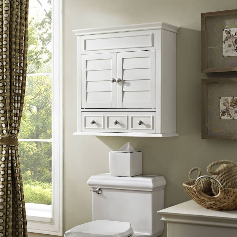 Crosley Lydia White Finish Wood Wall Cabinet