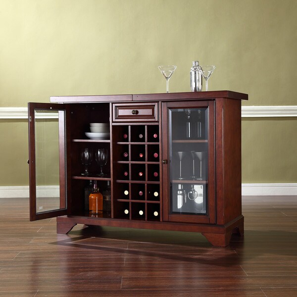 LaFayette Sliding Top Bar Cabinet in Vintage Mahogany Finish