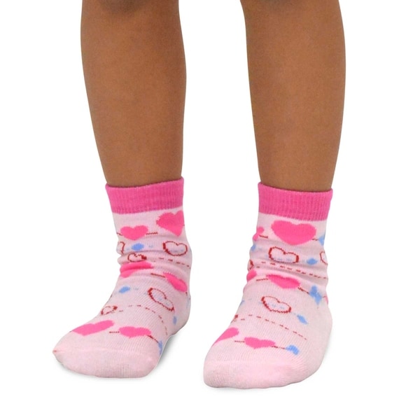 Jefferies Socks Girls Little Girls Dots//Hearts//Stripes Fashion Crew socks 6 Pairs Pack
