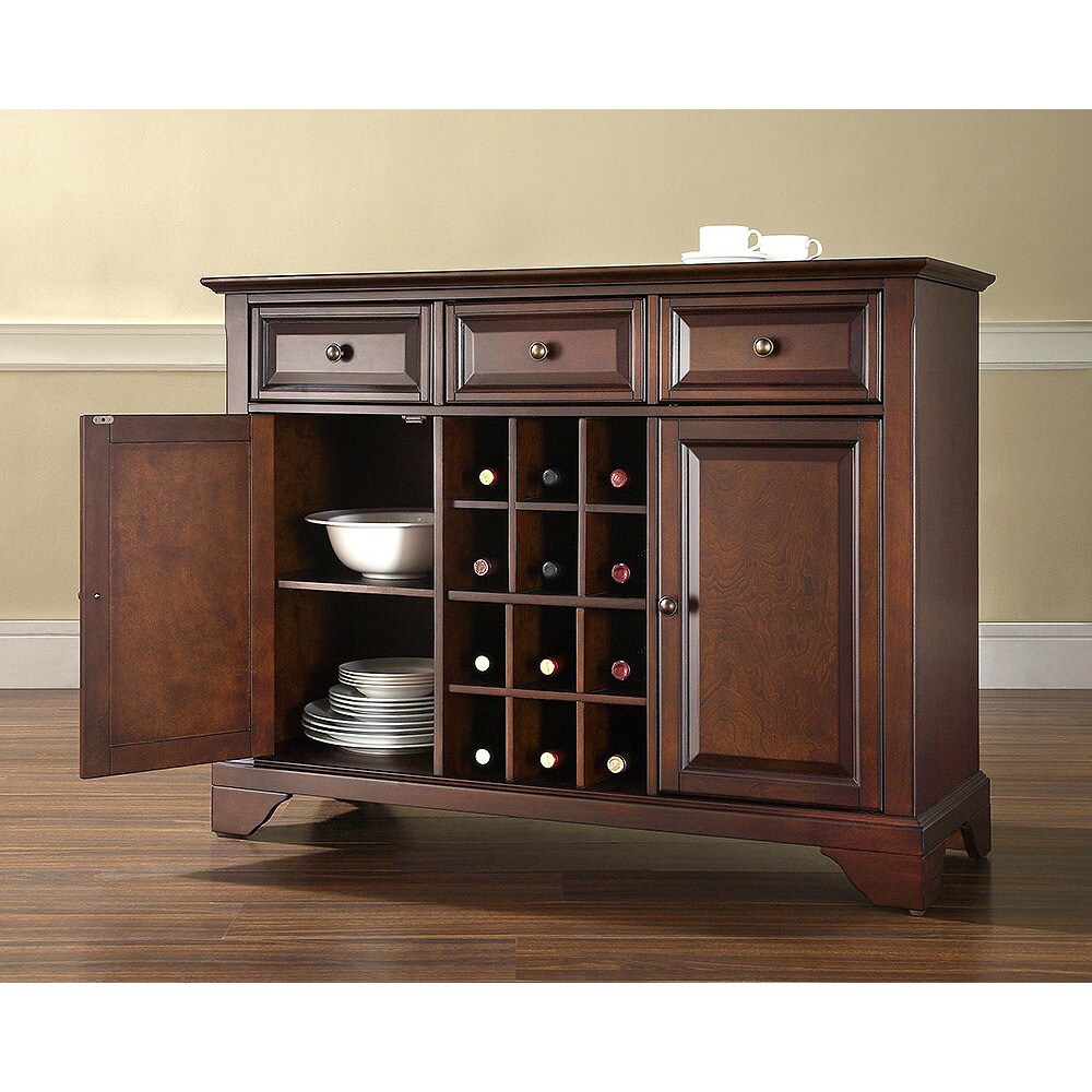Crosley Furniture LaFayette Buffet Serverr / Sideboard Cabinet with Wine Storage in Vintage Mahogany Finish (Mahogany)