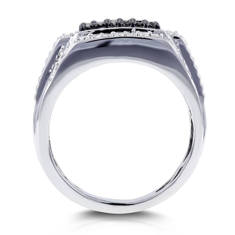 Annello by Kobelli 10k White Gold 1ct TDW Men's Diamond Ring - Black