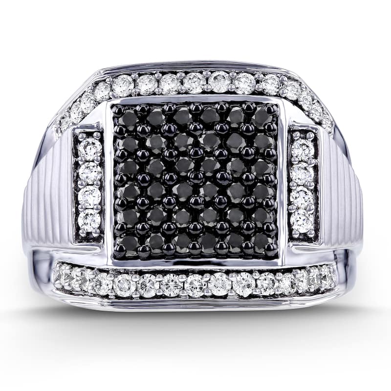 Annello by Kobelli 10k White Gold 1ct TDW Men's Diamond Ring - Black