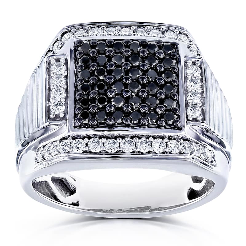 Annello by Kobelli 10k White Gold 1ct TDW Men's Diamond Ring - Black
