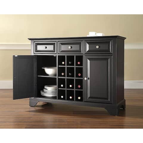 LaFayette Buffet Server / Sideboard Cabinet with Wine Storage in Black Finish - 47.75 "W x 18 "D x 36 "H