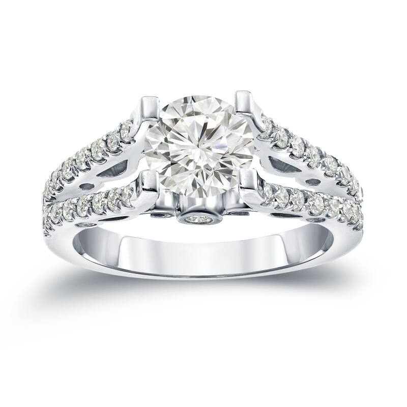 Auriya Unique 1 1/2ctw Round Split Shank Diamond Engagement Ring 14k Gold