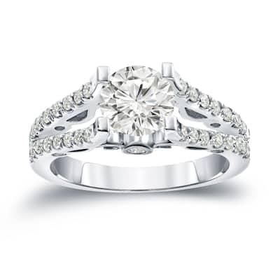 Auriya Unique 1 1/2ctw Round Split Shank Diamond Engagement Ring 14k Gold