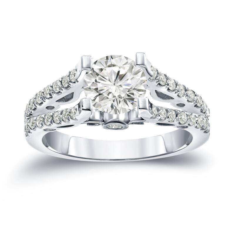 Auriya Unique 1 1/2ctw Round Split Shank Diamond Engagement Ring 14k Gold