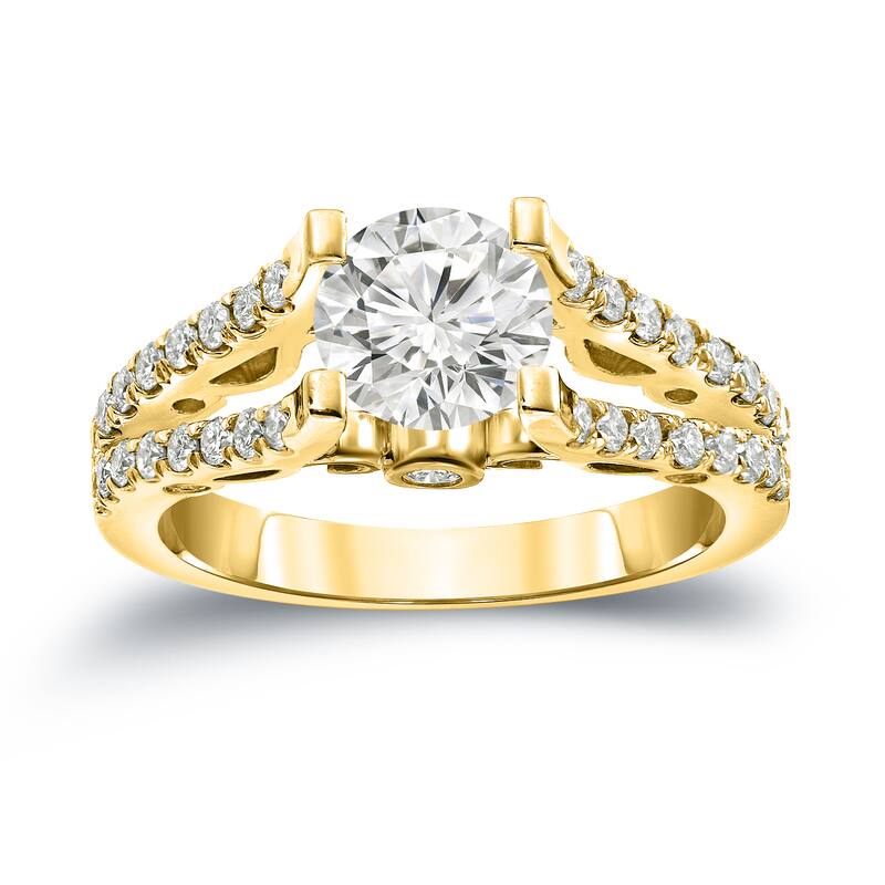 Auriya Unique 1 1/2ctw Round Split Shank Diamond Engagement Ring 14k Gold