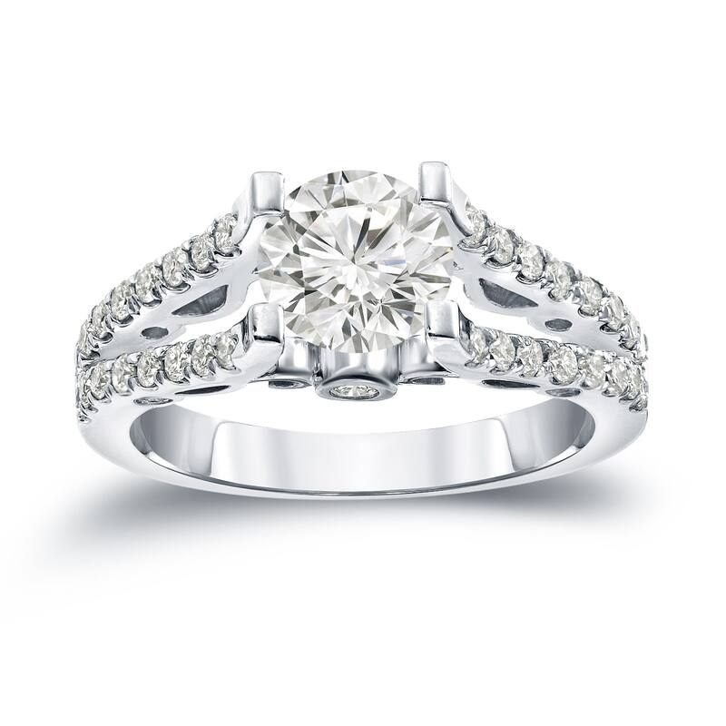 Auriya Unique 1 1/2ctw Round Split Shank Diamond Engagement Ring 14k Gold - 5.5 - White