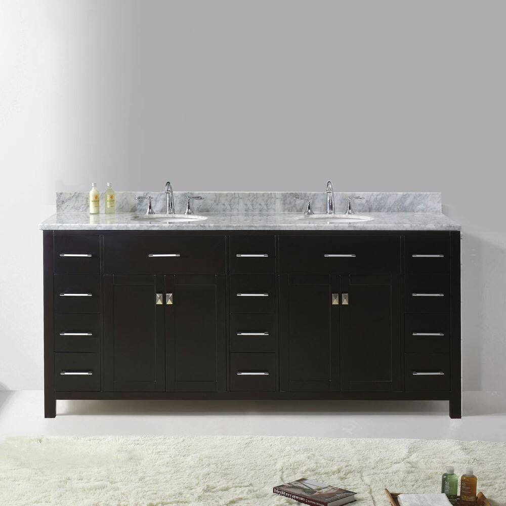 Caroline Parkway 78-in Double Sink Vanity w/ Marble Top & No Mirror