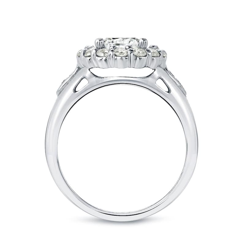 Auriya Round 3 1/3ctw Halo Diamond Engagement Ring 14k Gold Certified