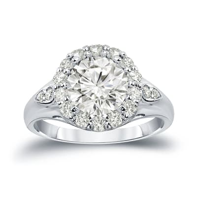 Auriya Round 3 1/3ctw Halo Diamond Engagement Ring 14k Gold Certified