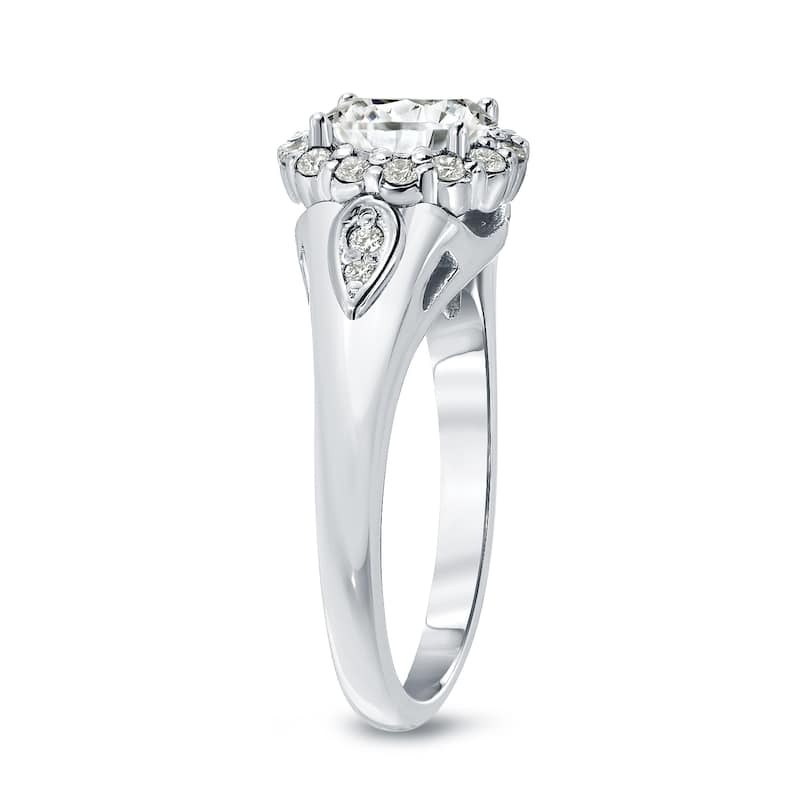 Auriya Round 1 1/4ctw Diamond Halo Engagement Ring 14k Gold Certified