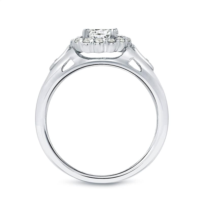 Auriya Round 1 1/4ctw Diamond Halo Engagement Ring 14k Gold Certified