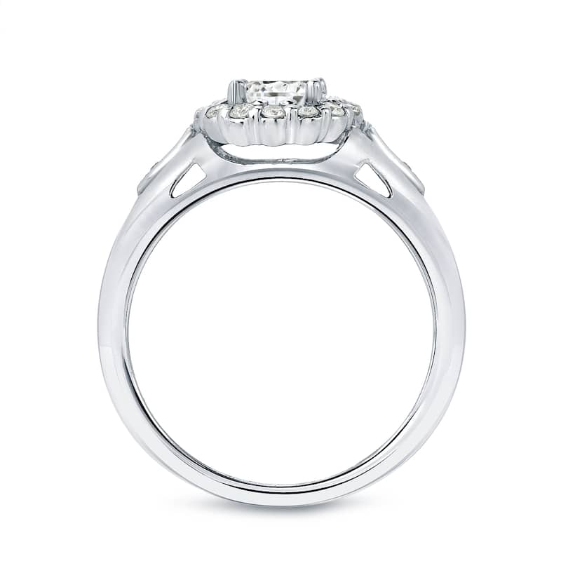 Auriya Round 1 1/4ctw Diamond Halo Engagement Ring 14k Gold Certified