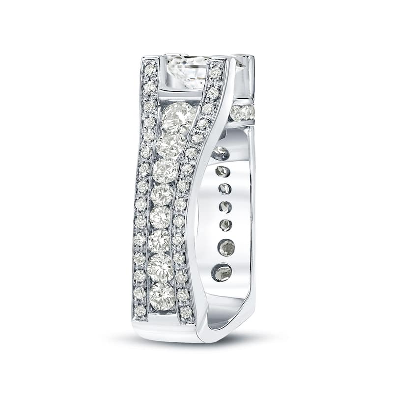 Auriya Unique 3 1/4ctw Round Diamond Engagement Ring 14K Gold Certified