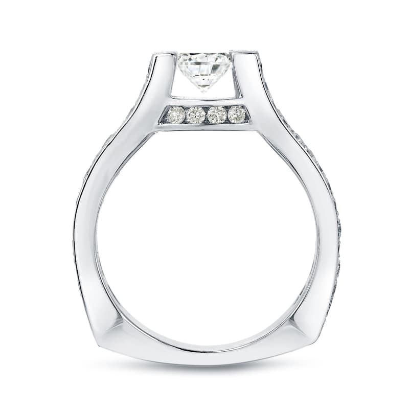 Auriya Unique 3 1/4ctw Round Diamond Engagement Ring 14K Gold Certified