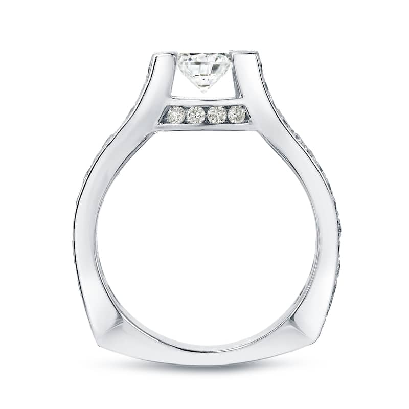 Auriya Unique 3 1/4ctw Round Diamond Engagement Ring 14K Gold Certified