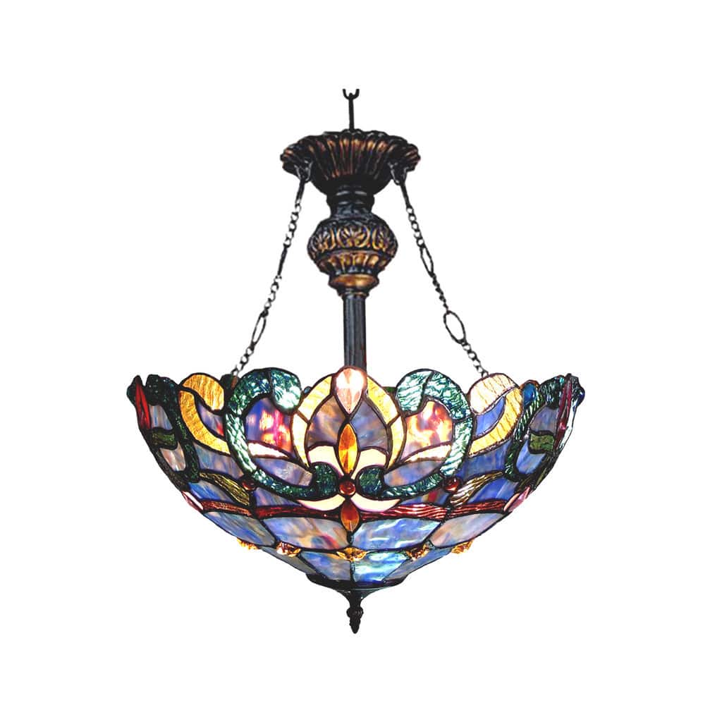 Nora Tiffany Style Victorian Design 2-light Dark Antique Bronze Inverted Pendant