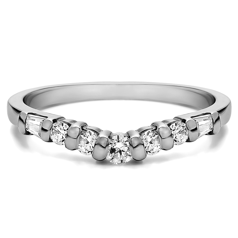 Platinum Timeless Contour Wedding Ring mounted with Diamonds (G-H, SI2-I1) (0.42 Cts. twt)