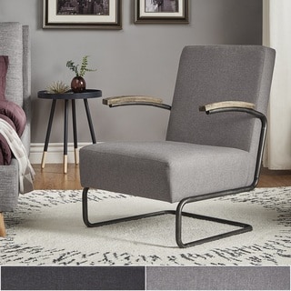 Sagan Grey Linen Black Metal Leg Accent Chair iNSPIRE Q Modern