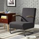 preview thumbnail 2 of 8, Sagan Grey Linen Black Metal Leg Accent Chair iNSPIRE Q Modern