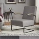 preview thumbnail 1 of 8, Sagan Grey Linen Black Metal Leg Accent Chair iNSPIRE Q Modern