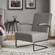 preview thumbnail 3 of 8, Sagan Grey Linen Black Metal Leg Accent Chair iNSPIRE Q Modern