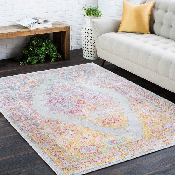 Shop Vintage Distressed Oriental Pink Area Rug - 7'10" x ... (600 x 600 Pixel)
