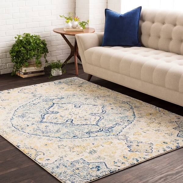 Shop Annie Blue Yellow Vintage Medallion Area Rug 8 10 X 12 6