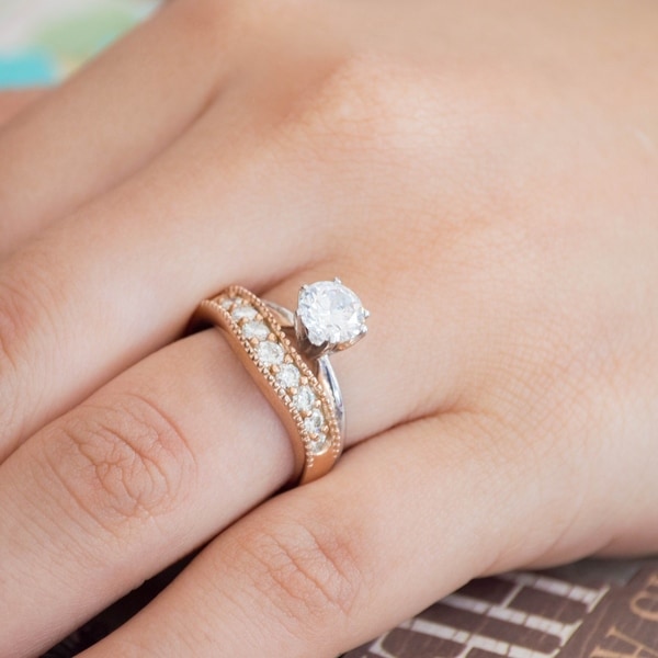 Diamond Wedding Band in 14K Pink Gold 1//10 cttw, Size-11.25 G-H,I2-I3