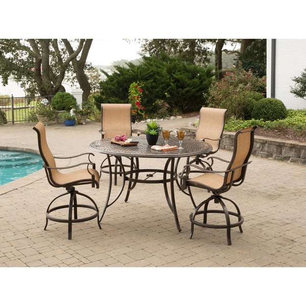 Shop Manor 5 Piece High Dining Set With A 56 In Cast Top Table