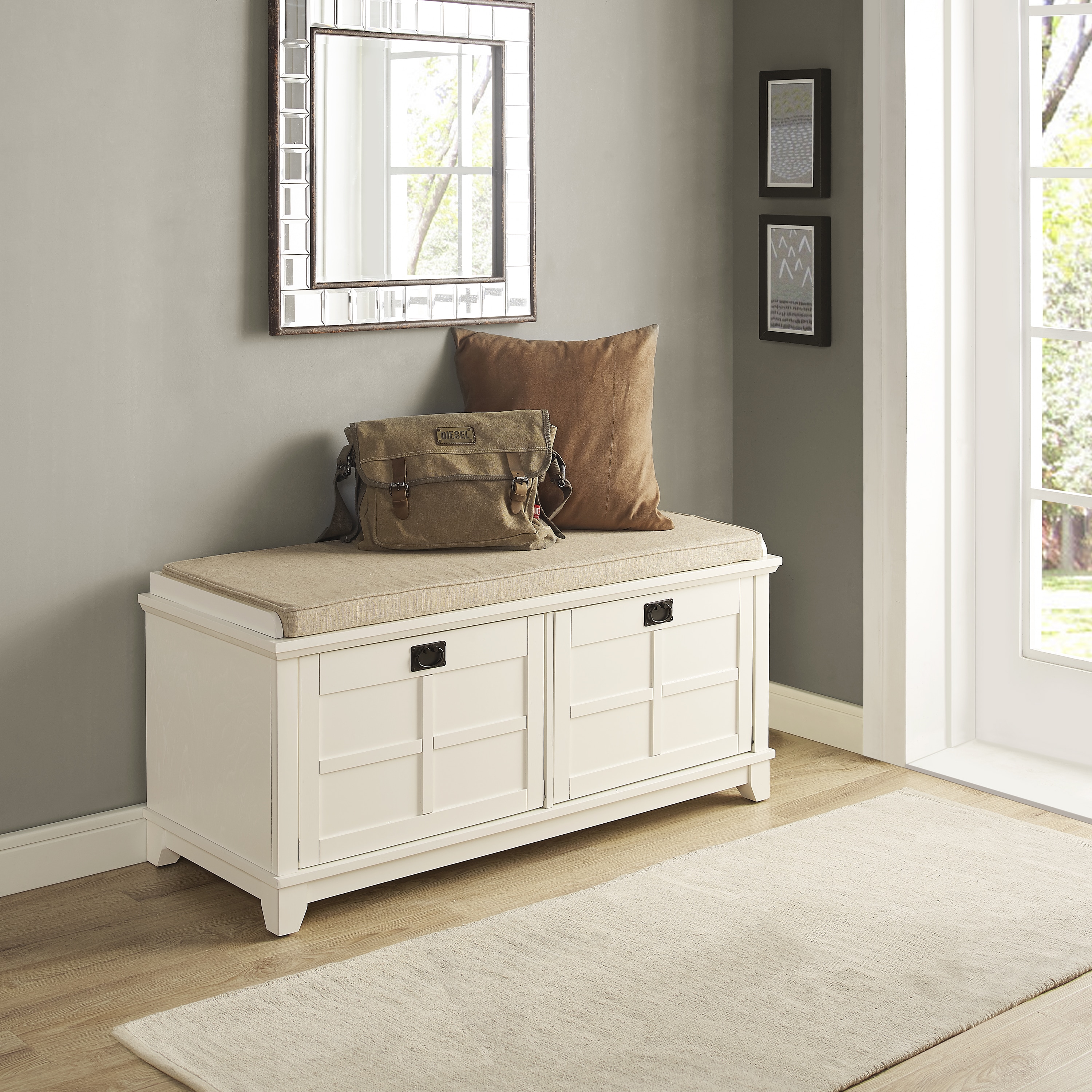 Adler White Entryway Bench On Sale Overstock 15964158