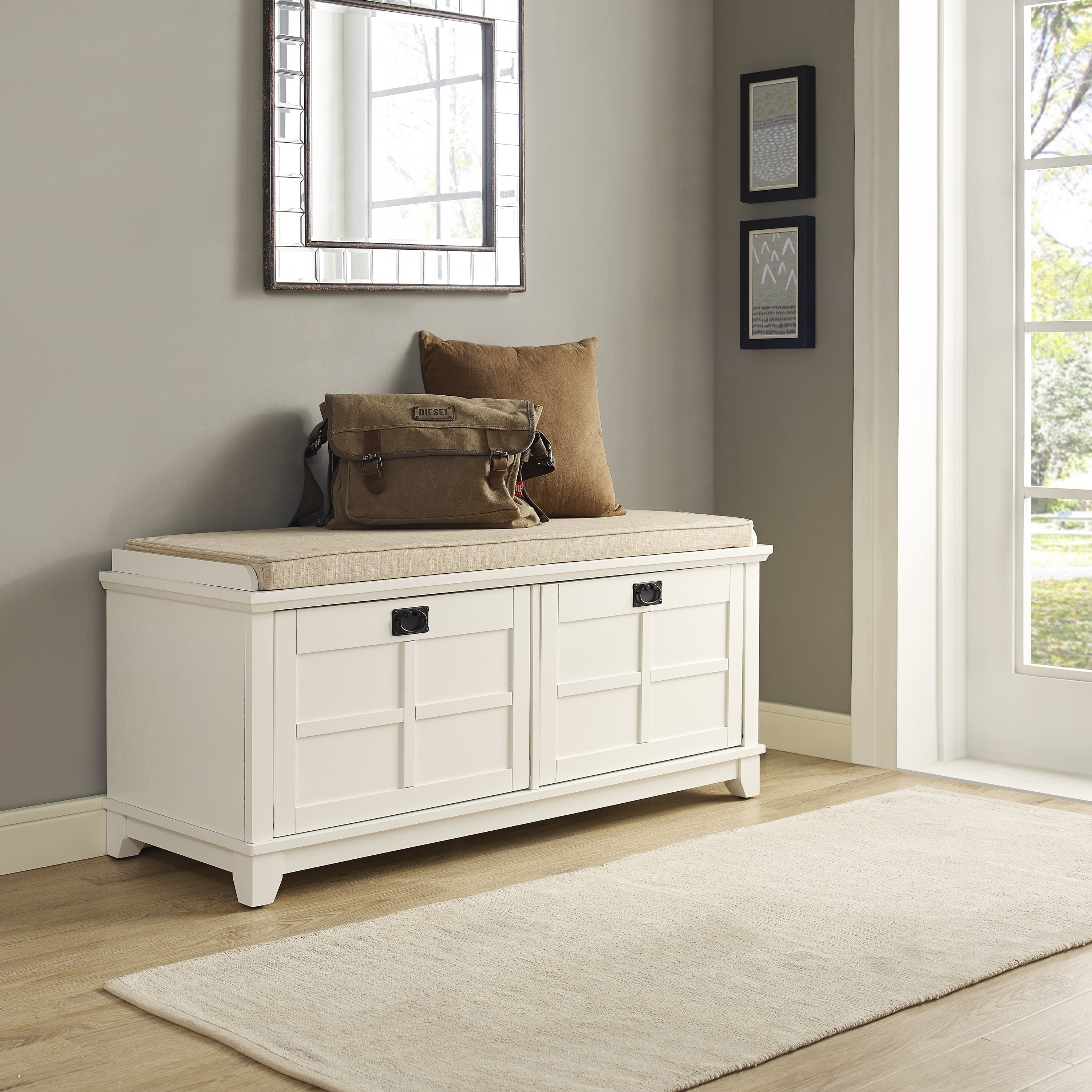 Adler White Entryway Bench - Bed Bath & Beyond - 15964158