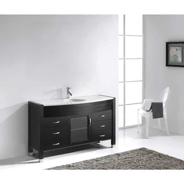 Ava 55 In Single Bathroom Vanity Set With Overstock 15964464 Man Made Stone No Mirror Dark Espresso Finish Polished Chrome Faucet