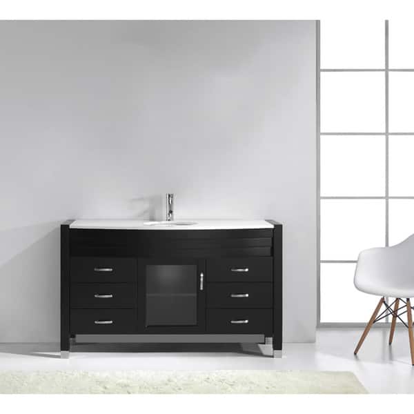 Ava 55 In Single Bathroom Vanity Set With Overstock 15964464 Man Made Stone No Mirror Dark Espresso Finish Polished Chrome Faucet