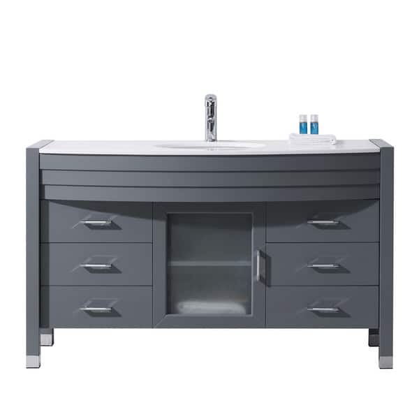 Ava 55 In Single Bathroom Vanity Set With Overstock 15964464 Man Made Stone No Mirror Dark Espresso Finish Polished Chrome Faucet
